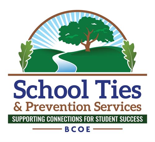 School Ties logo: A stream running through a green field